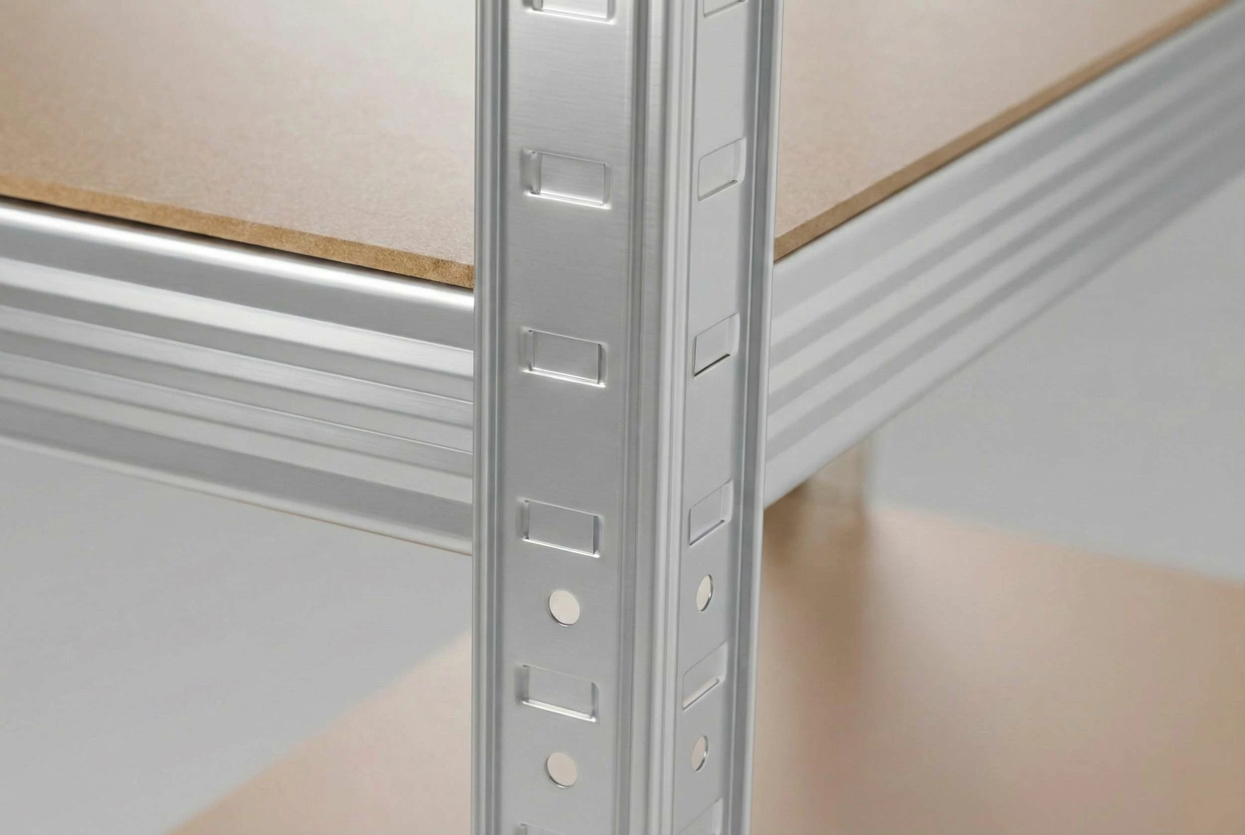 Raft këndi pune PROLINE 62040, 5 rafte MDF, 180x90x90 cm, 175 kg/raft, argjendtë galvanizuar