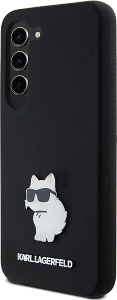 Mbështjellës Karl Lagerfeld Silicone Choupette Metal Pin për Samsung Galaxy S24, i zi