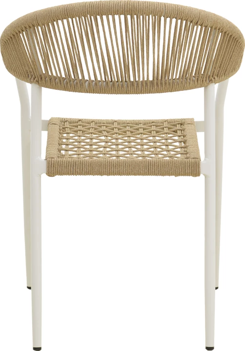 Karrige me krahë e grumbullueshme Ammos, alumin i bardhë, litar PE natyral, 57x61x82cm