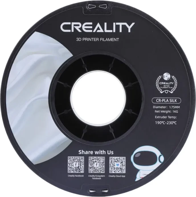 Filament PLA Creality CR-Silk, 1.75 mm, 1 kg, Bardhë