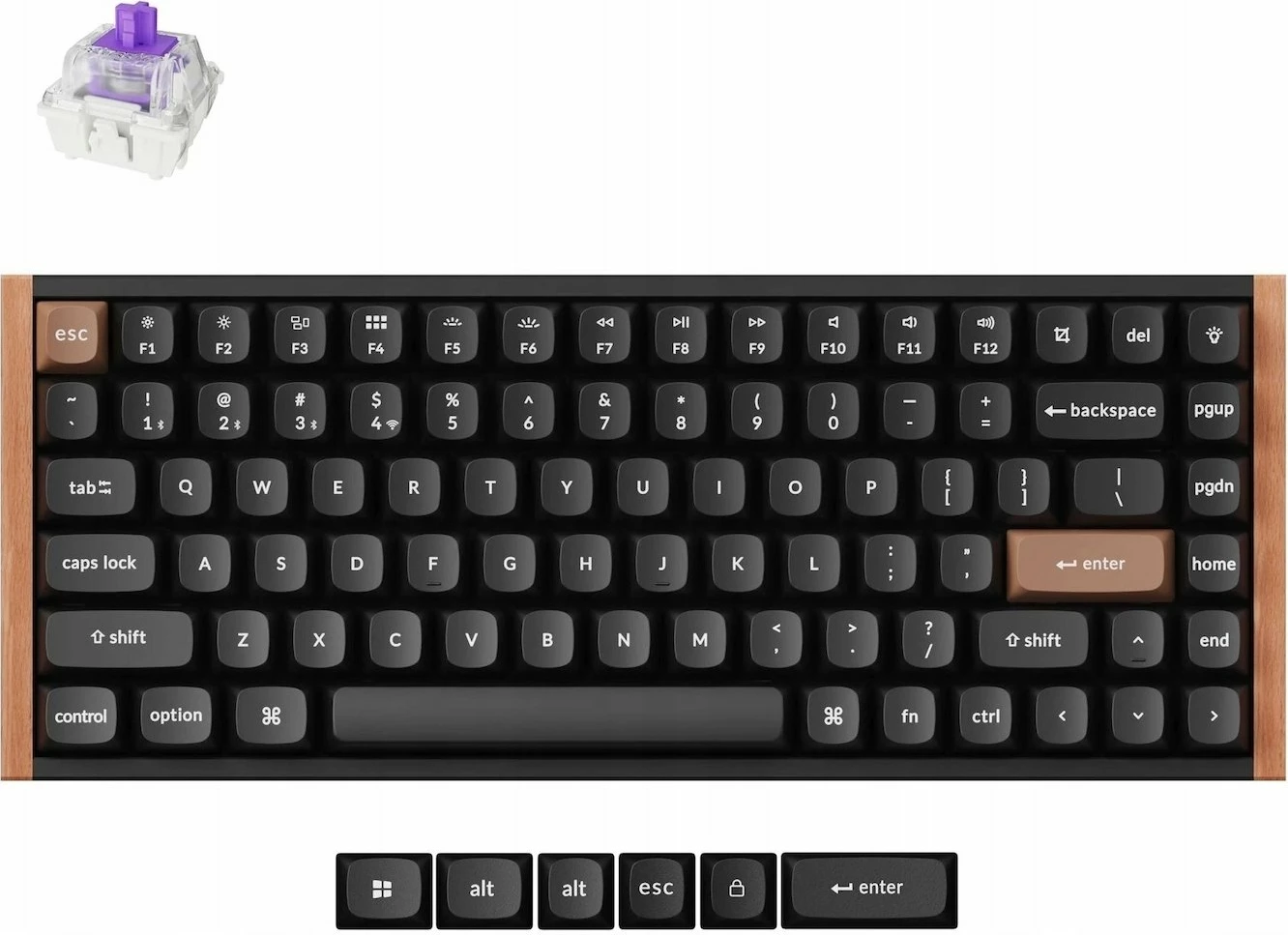 Tastierë mekanike wireless Keychron K8 HE (K8H-F1), US layout, Gateron Magnetic Nebula, RGB, 2.4GHz/Bluetooth 5.2/USB-C, Carbon Black
