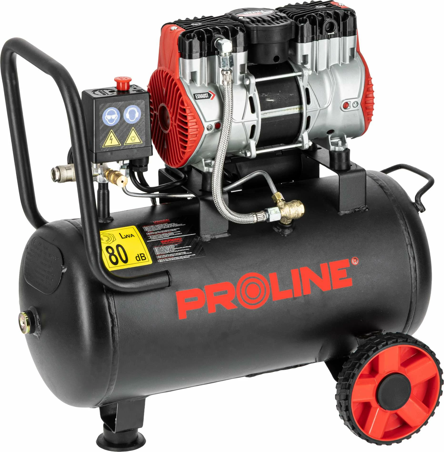 Kompresor ajri pa vaj PROLINE P200004 24L 750W/1HP 8 bar 167 l/min, zi/kuq