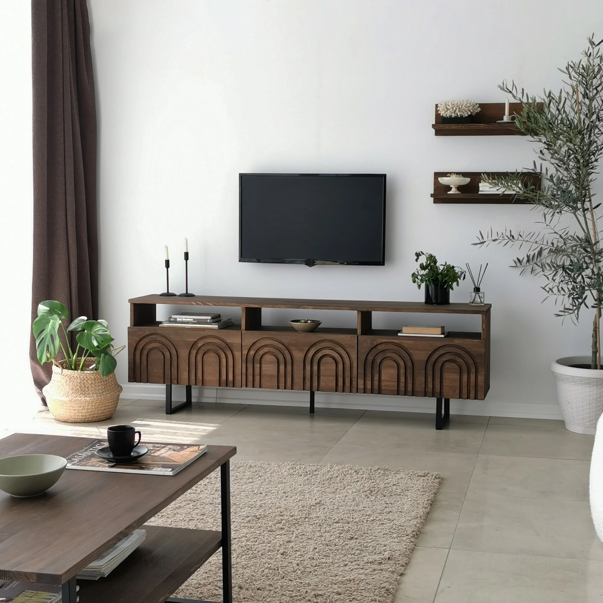 Komodë TV Hanah Home, Helen, ngjyrë arre