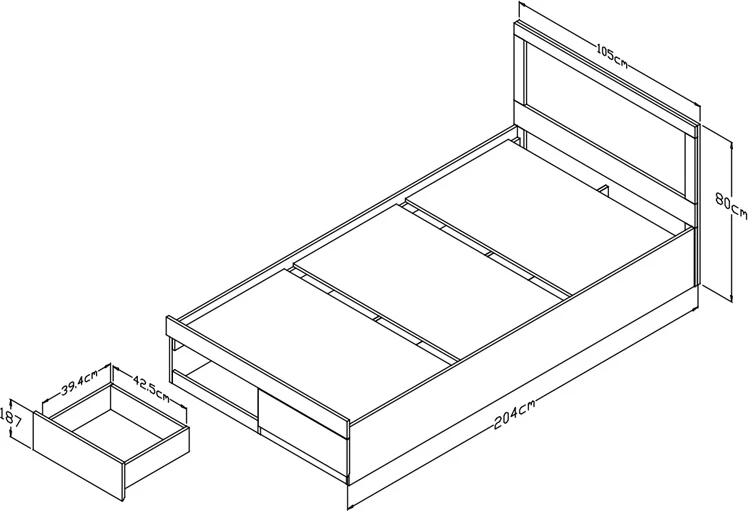 Krevat Olympus me sirtar, ngjyrë e bardhë, 100x200cm