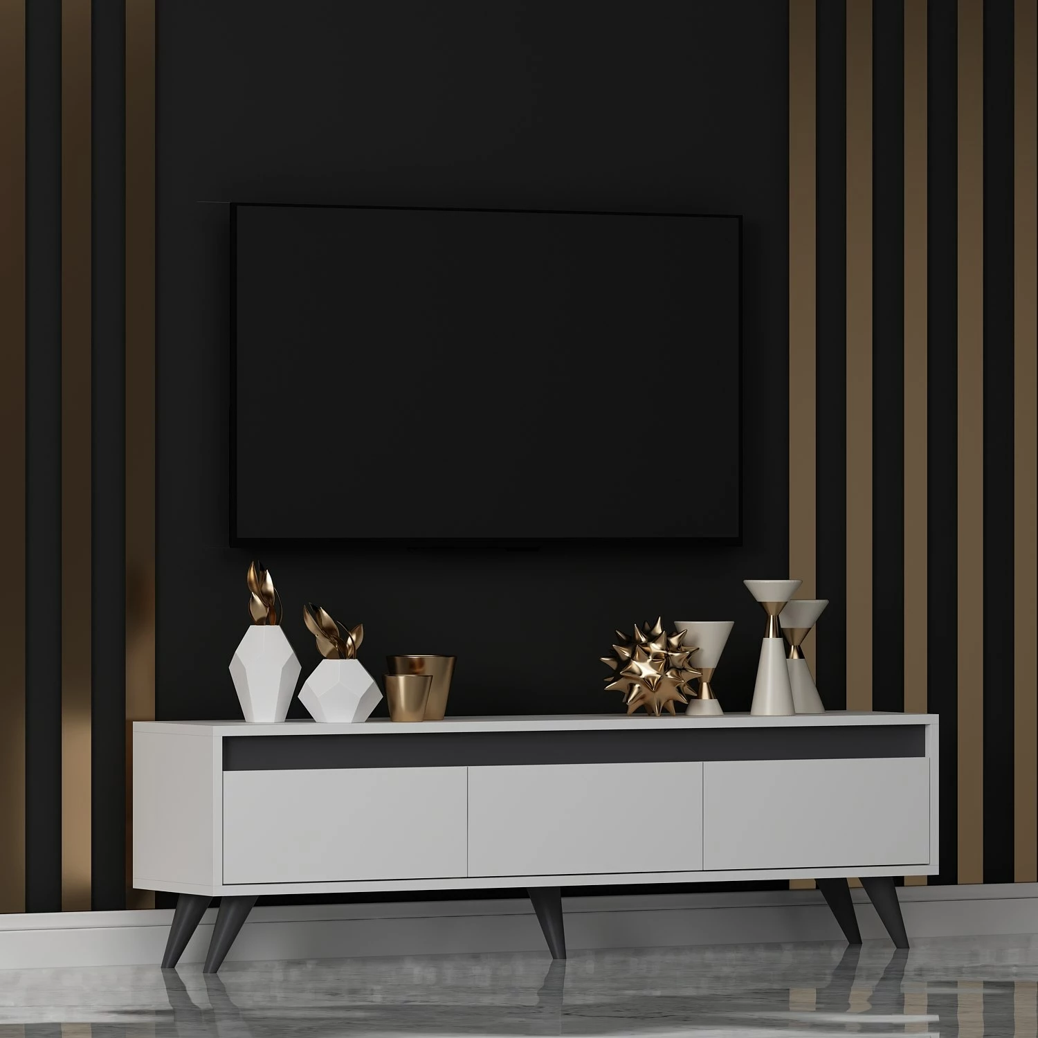 Komodë TV Hanah Home, Century, e bardhë