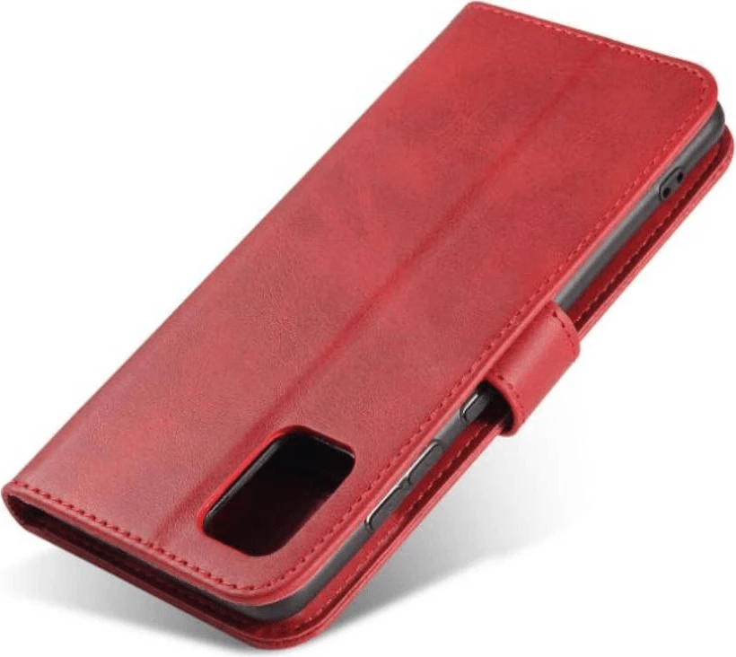 Mbështjellës ONASI wallet lëkure i palosshëm për Xiaomi Redmi 12C, me magnet, me stand, me xhepa kartelash, kuqe