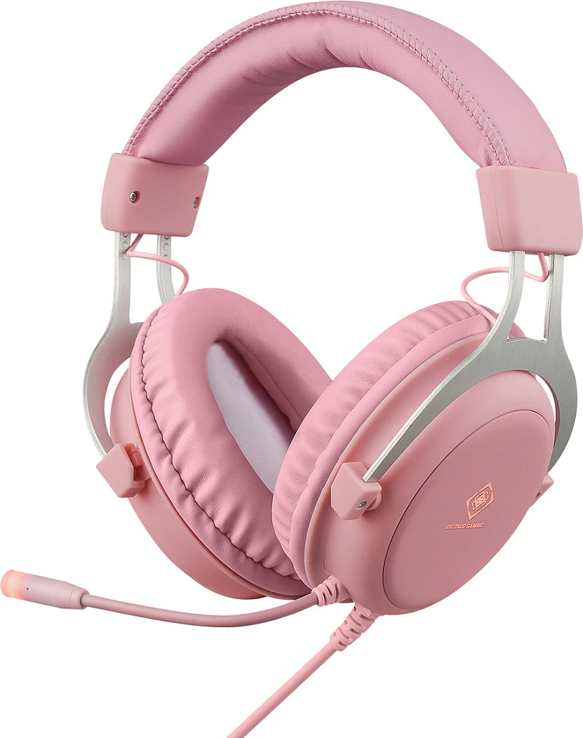 Kufje gaming Deltaco Gaming Stereo, LED, rozë