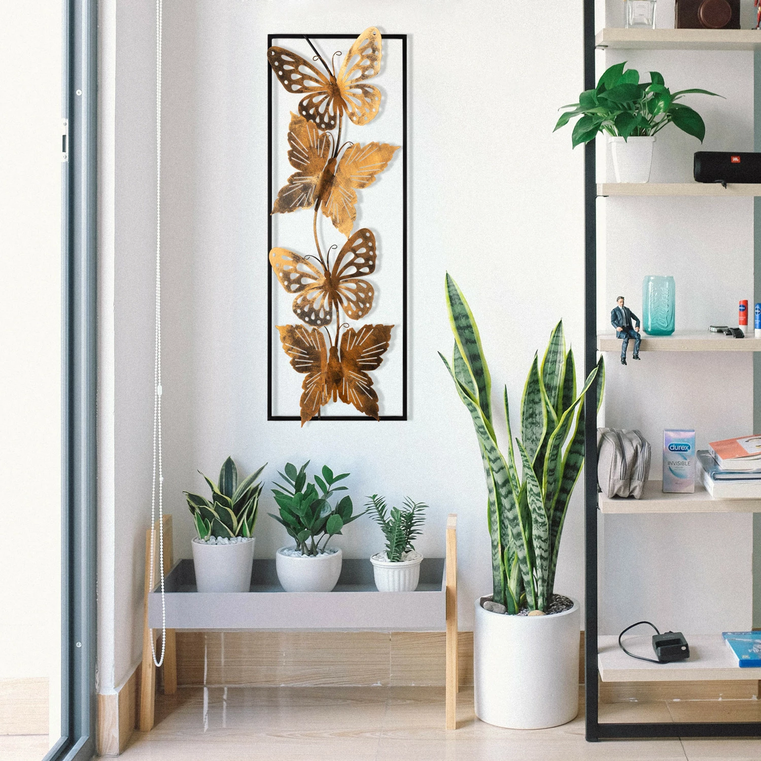 Aksesor muri dekorativ prej metali, flutura, shumëngjyrëshe, Wallity, 90x32cm