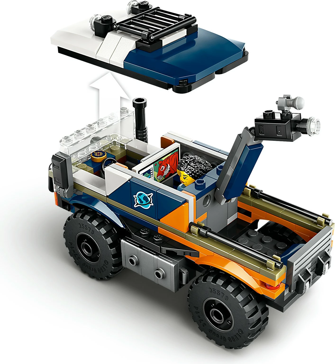 Set LEGO City 60426 Jungle Explorer Truck, lodër ndërtimi, kamion aventurier, me figurina dhe tigër