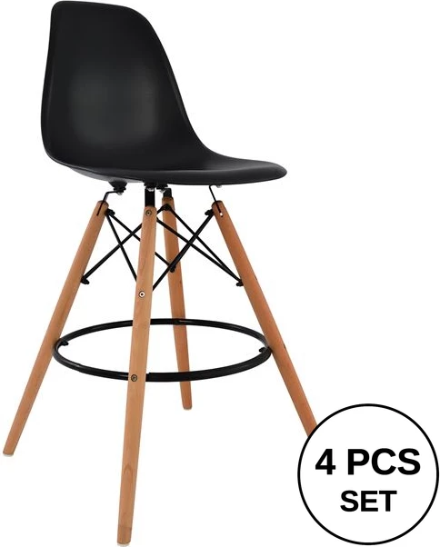 Karrige për bar Renata e zezë FH0173.02 47x50x108 cm, set prej 4 copë