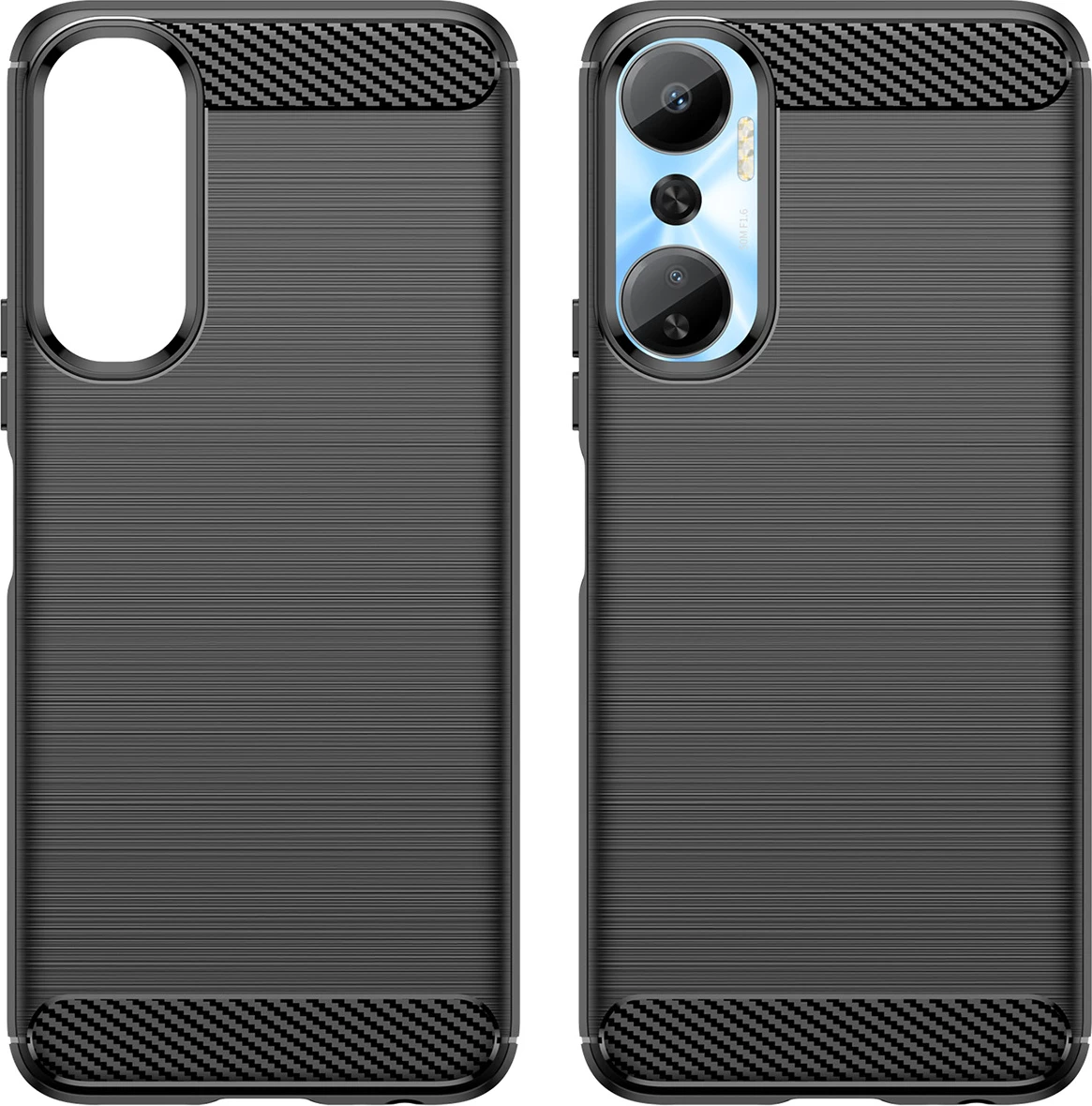 Mbështjellës Hurtel Carbon Case për Infinix Hot 20, silikon fleksibil, i zi