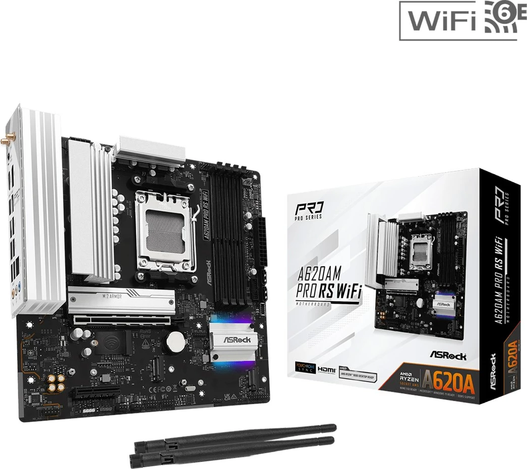 Pllakë amë Asrock A620AM PRO RS WIFI, Socket AM5, micro ATX, WiFi 6E
