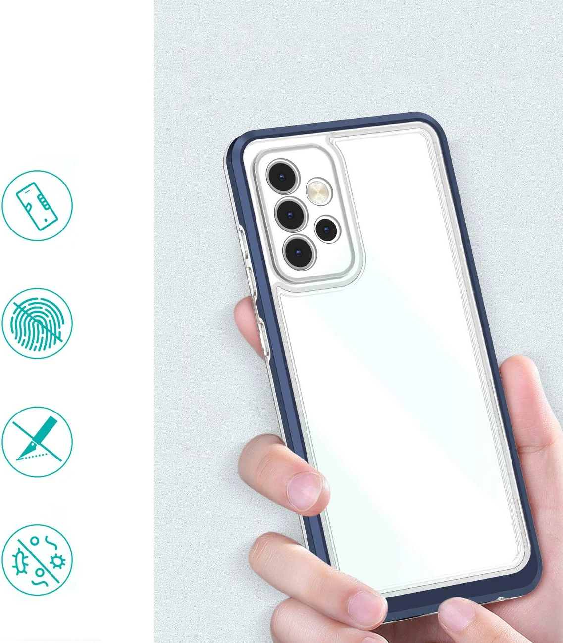 Mbështjellës Hurtel Hybrid Armor Clear 3 in 1 për Samsung Galaxy A73, Blu/Transparent