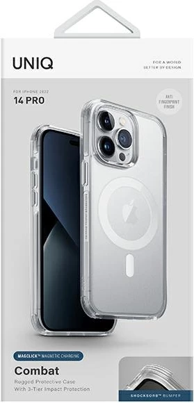 Mbështjellës UNIQ Combat Magclick Charging për iPhone 14 Pro, Transparent