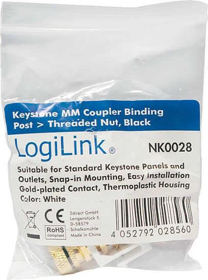 Adapter Keystone LogiLink, RCA/Cinch femër-femër, modul i bardhë