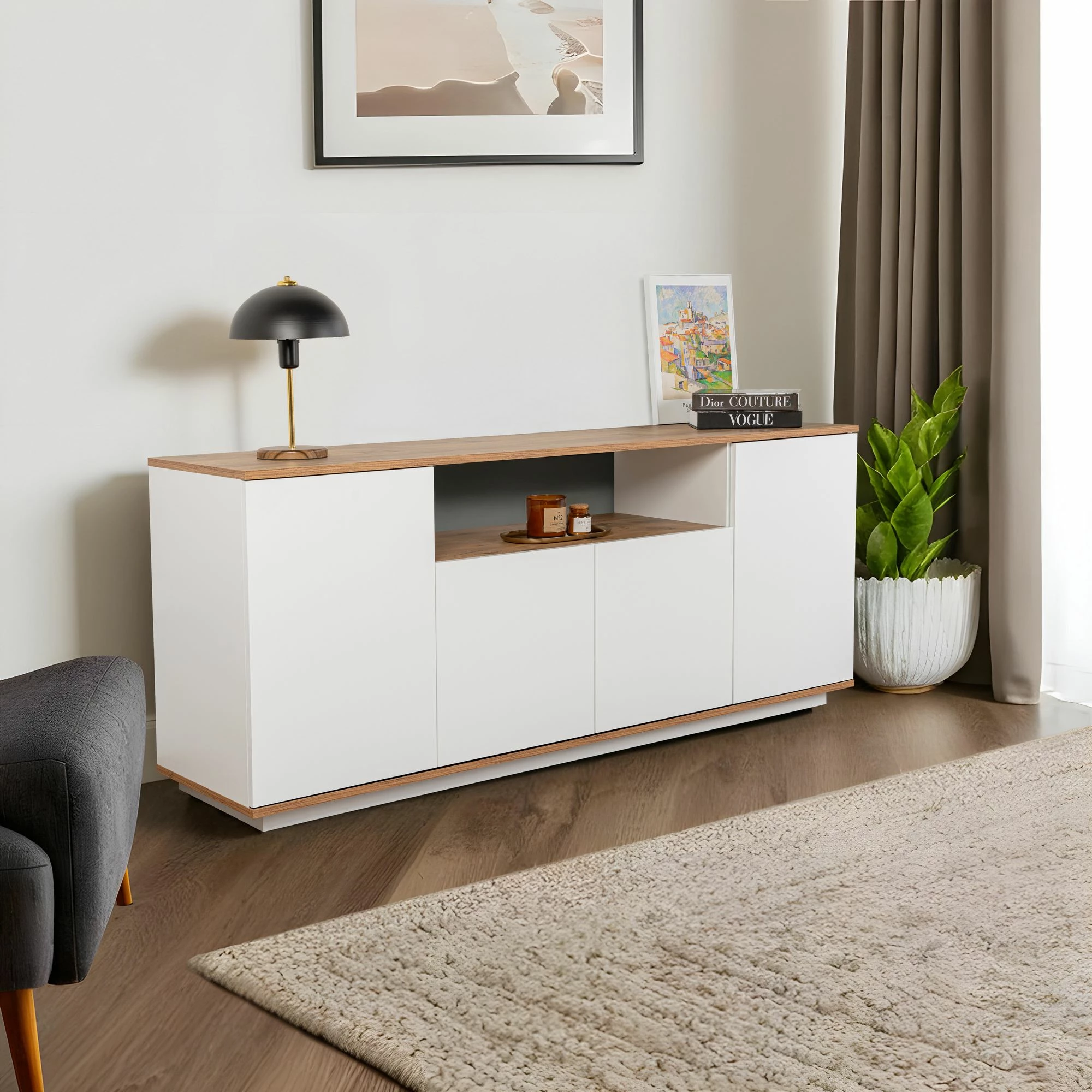 Konsol Skye Decor, Arista, e bardhë, Atlantic Pine