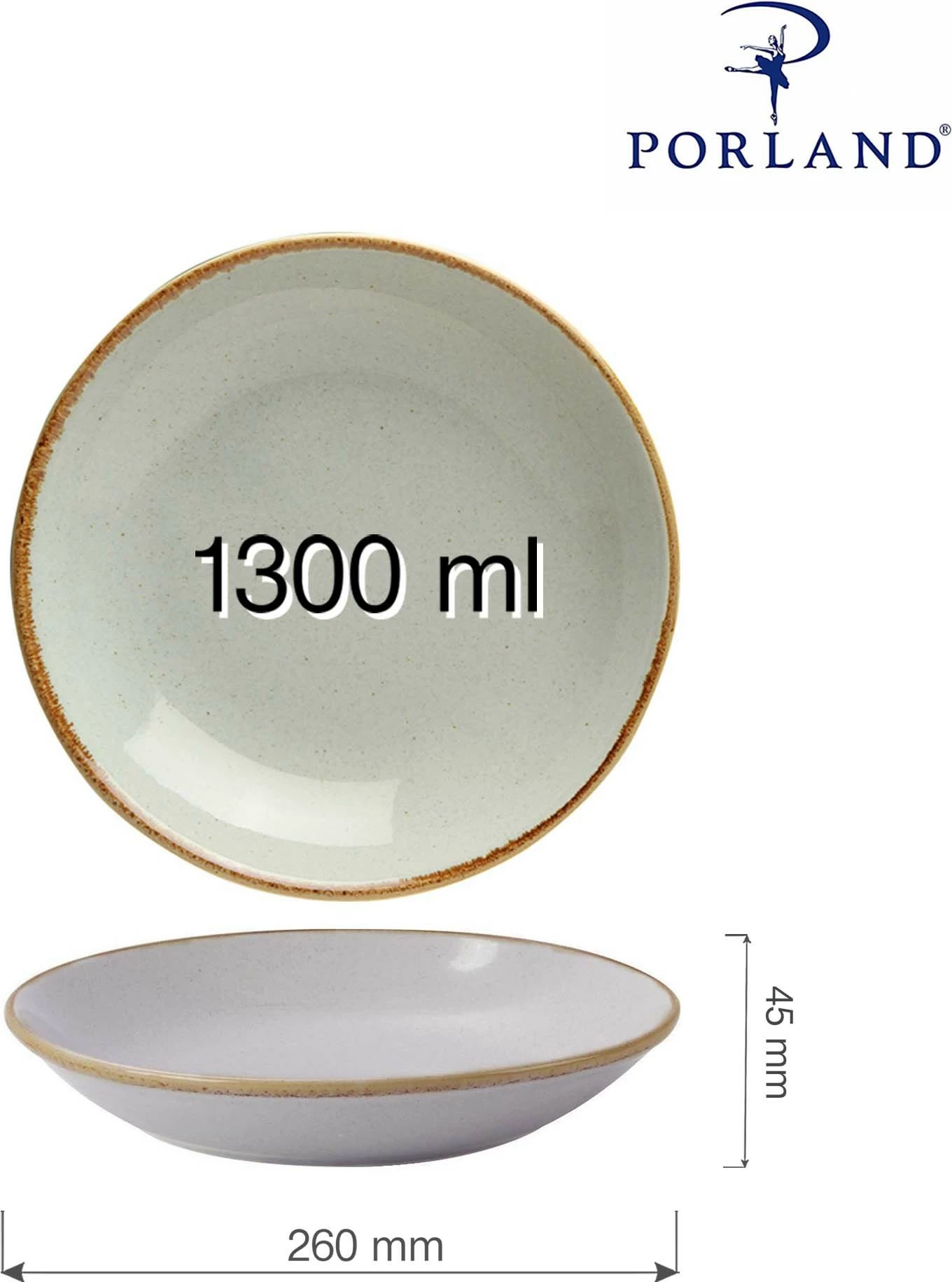 Pjatë coupe Porland Seasons Ashen 260 mm porcelan, e hirtë, set 6 copë