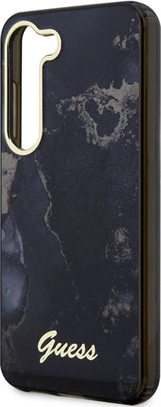 Mbështjellës Guess Golden Marble për Samsung Galaxy S23+, hardcase, i zi