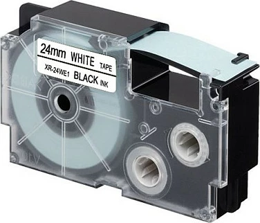 Shirit etikete Casio XR-24WE1, 24 mm, i zi në të bardhë