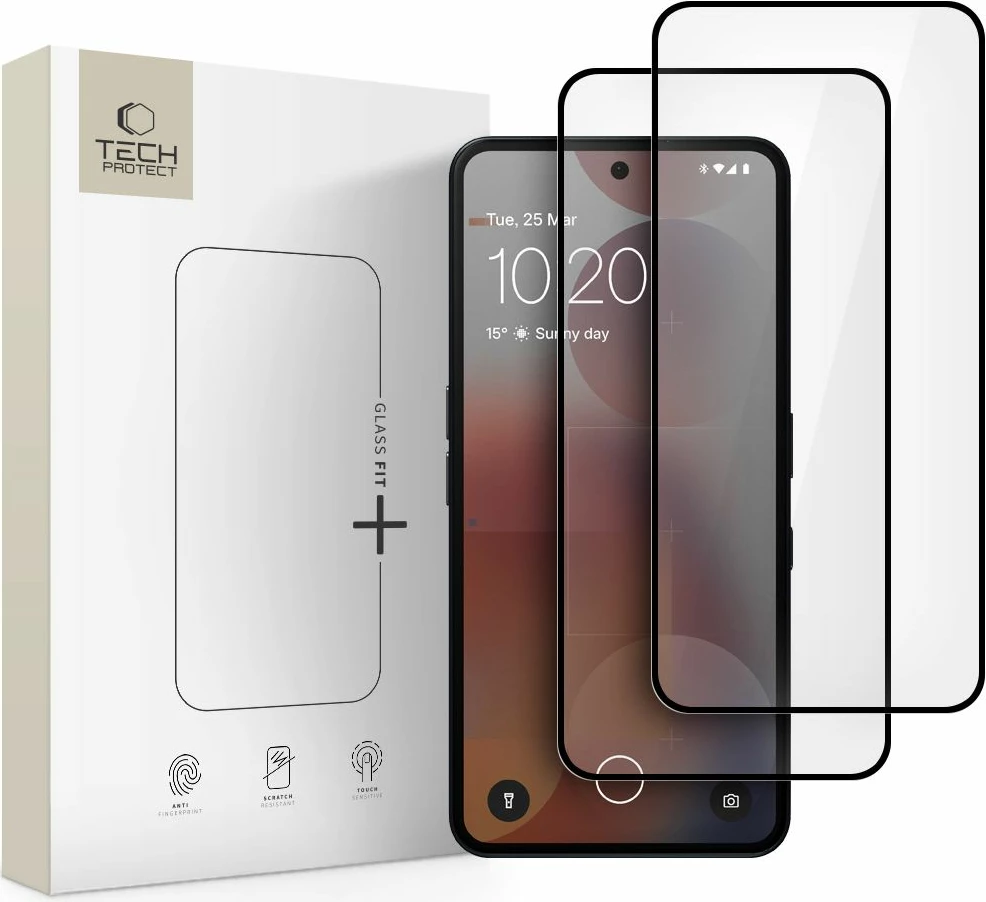 Mbrojtës ekrani xhami Tech-Protect Glass Fit+ për Nothing Phone 3A / 3A Pro, 2 copë, Zi