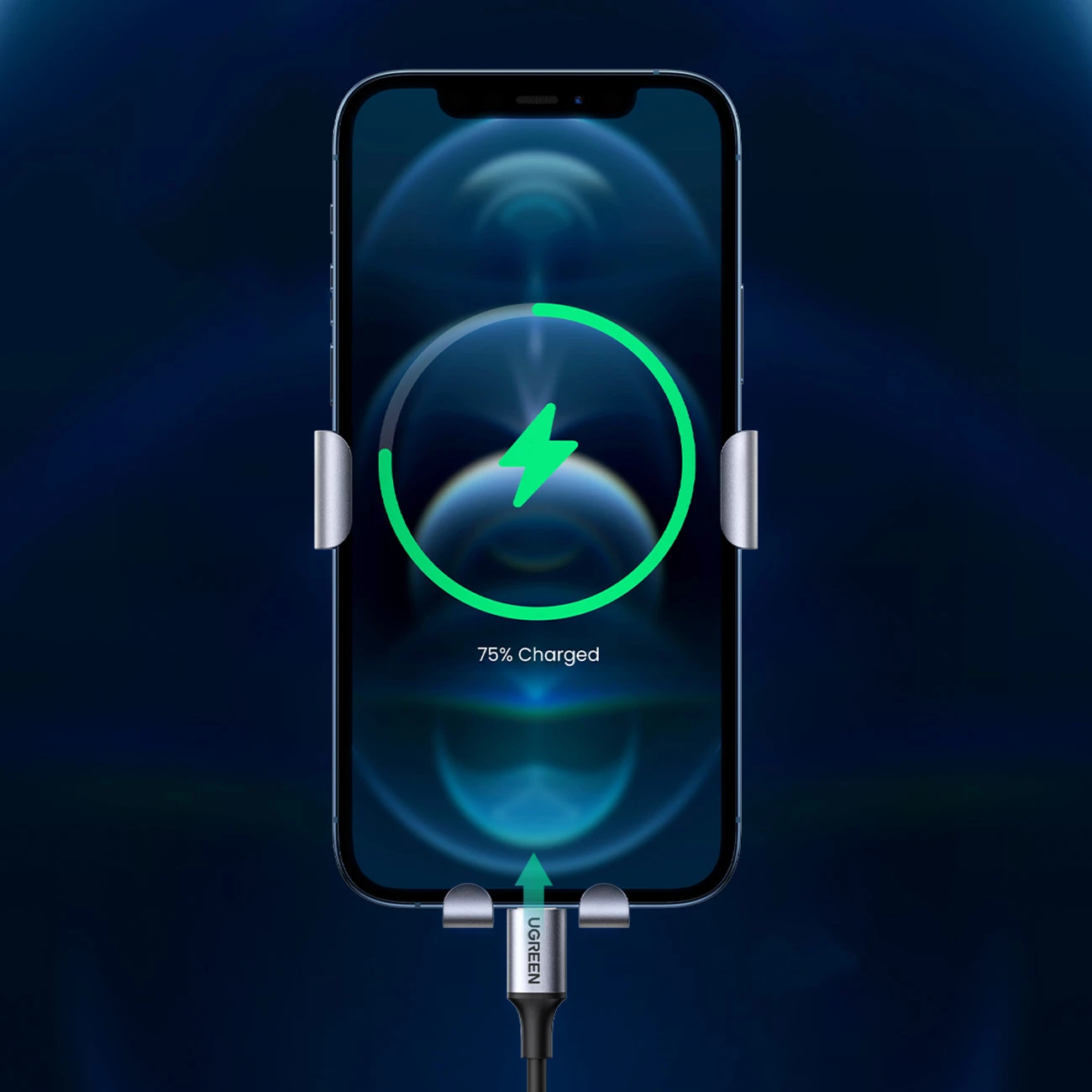 Mbajtës telefoni për veturë Ugreen LP274, për grilë të rrumbullakët, gri