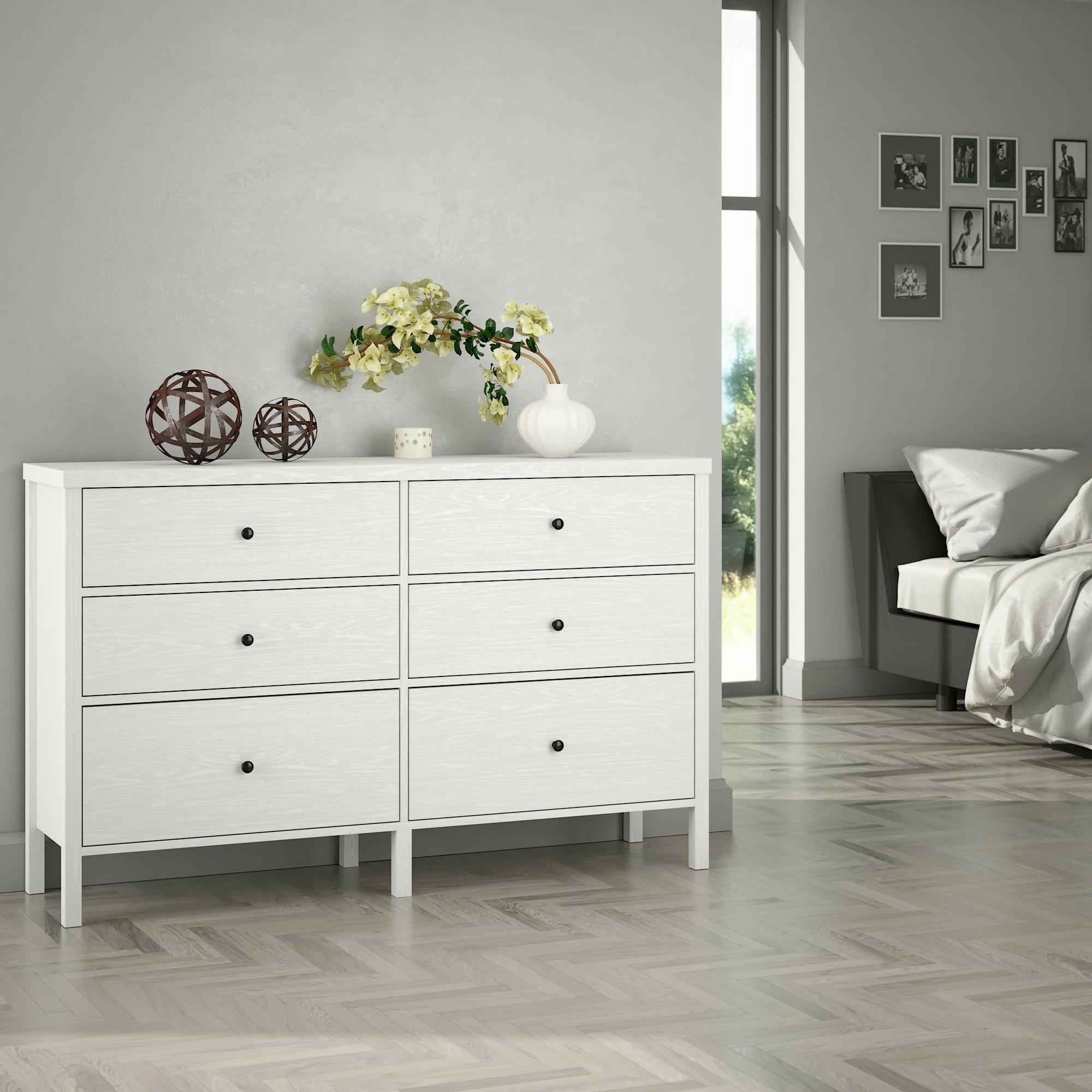 Komodë Hanah Home, FRN-10017, ngjyrë druri dhe e bardhë