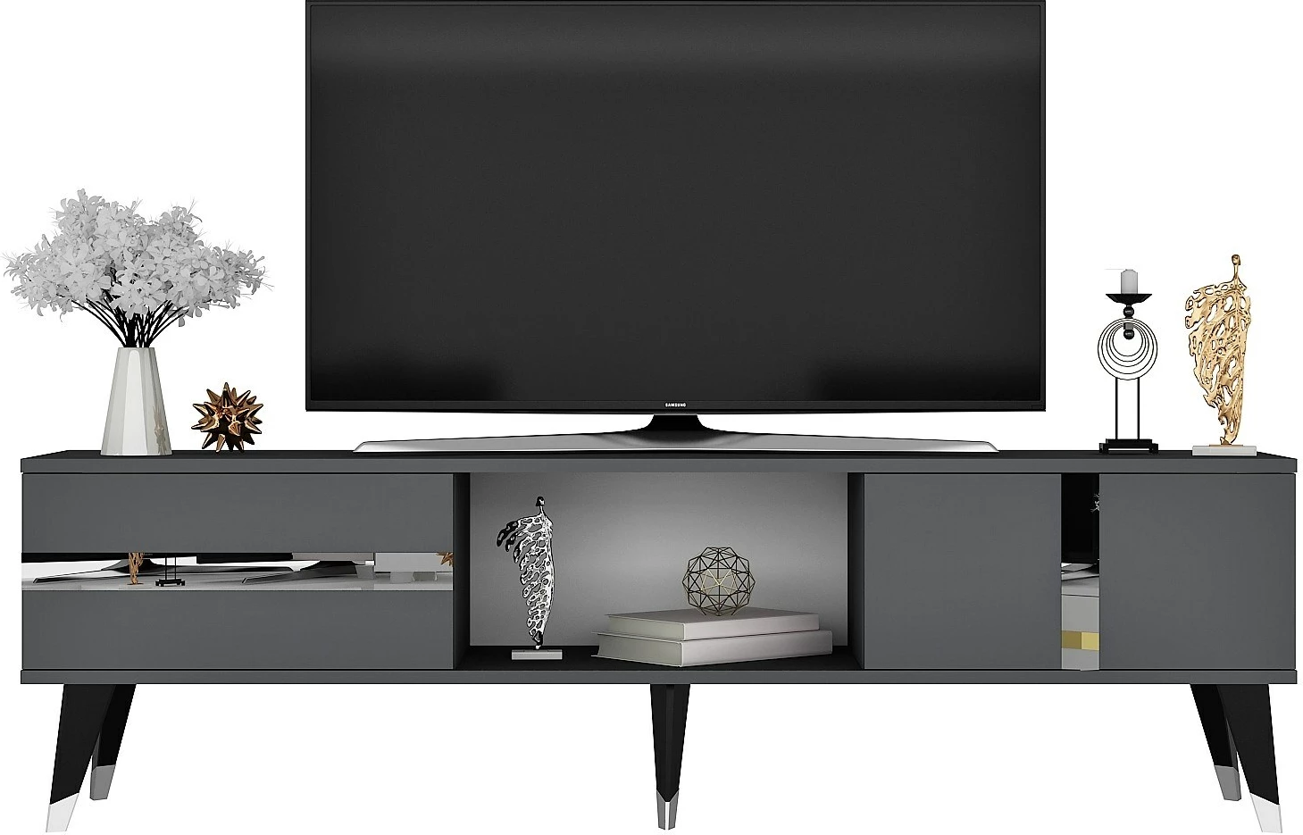 Komodë TV Hanah Home, Vania, antracit, argjend