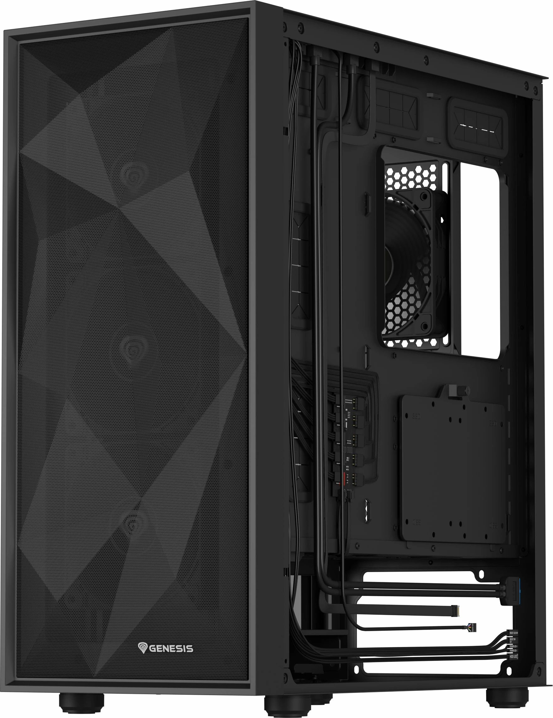 Kasë GENESIS Diaxid 605F NPC-2046 midi tower ATX, USB-C, pa furnizim, e zezë