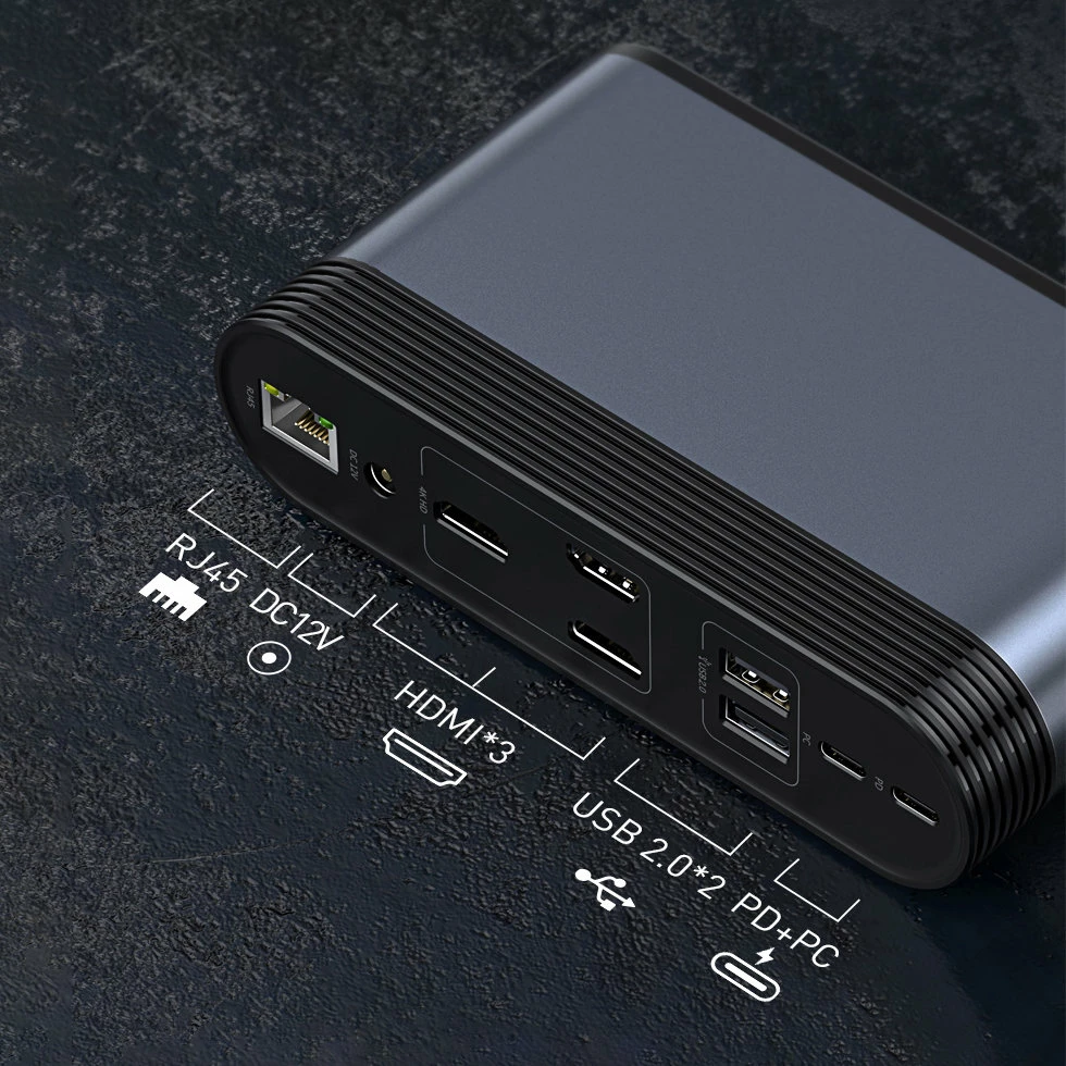 Kasë HUB multifunksional Baseus CAHUB-DG0G, 16 porta, 100W, Gri