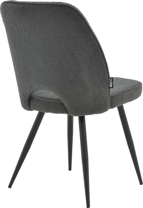 Tavolinë me karrige Gustas-Renish, 5 copë, gur i bardhë sinterizuar, bouclé gri, 120x60x75cm