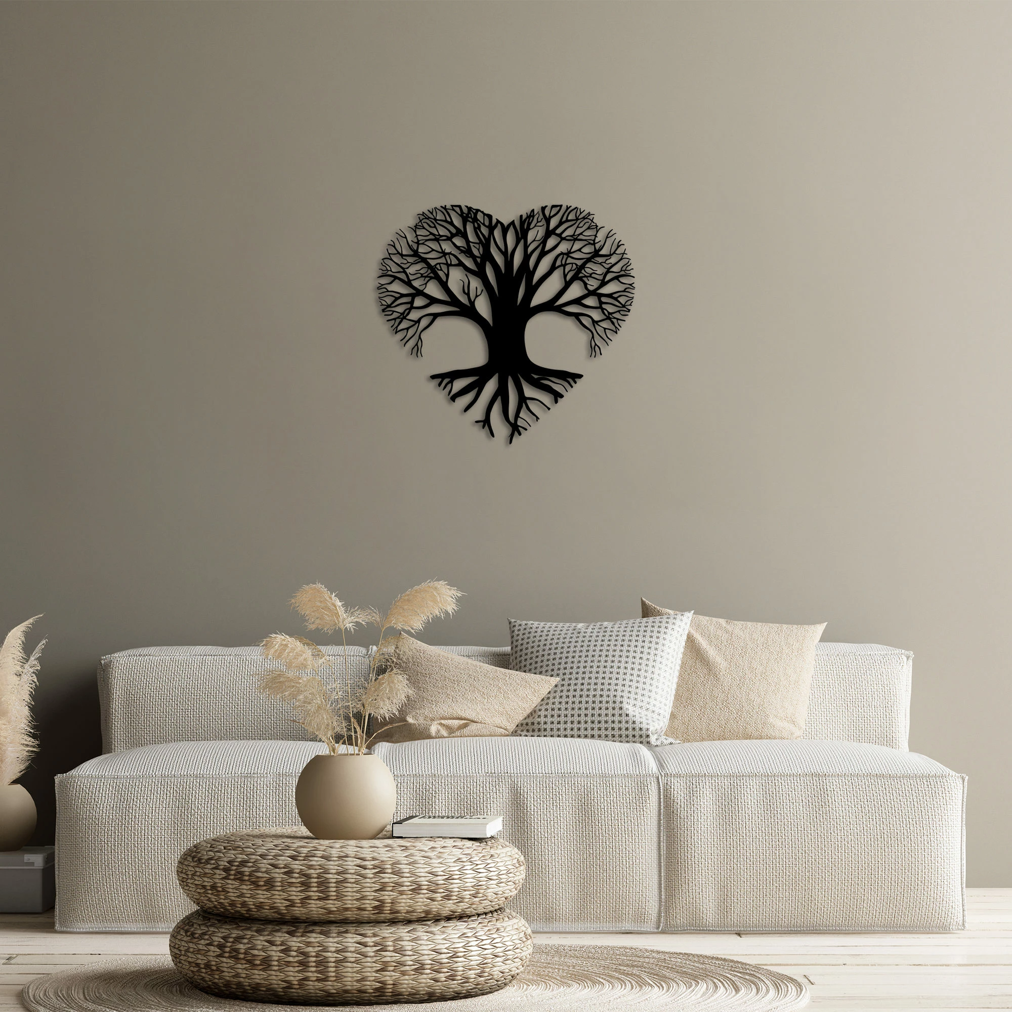 Aksesor dekorativ metalik për mur, Love Tree, Wallity, 50x54cm
