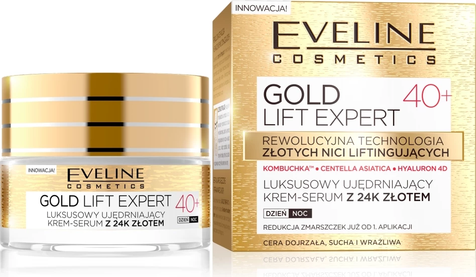 Krem-serum për fytyrë për femra Eveline Cosmetics Gold Lift Expert 40+ me 24k Gold, 50ml