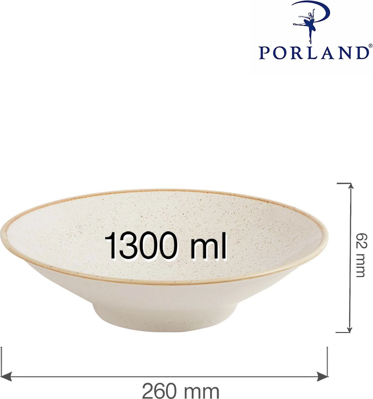 Pjatë me këmbë Porland Seasons Sand 260 mm (H 62 mm) porcelan krem, set 6 copë