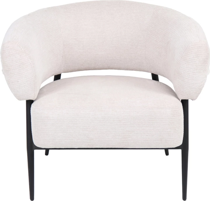 Fotel Penfel, material krem, këmbë metalike të zeza, 85x72x73cm