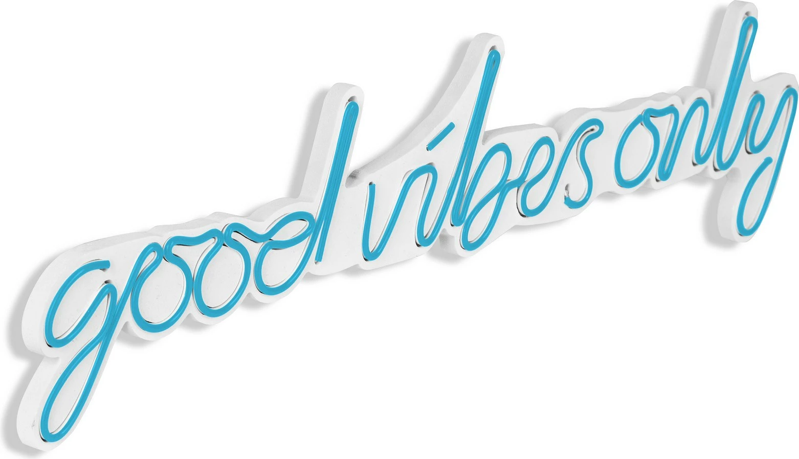 Dekor dritash LED plastike, 'Good Vibes Only', ngjyrë e kaltër