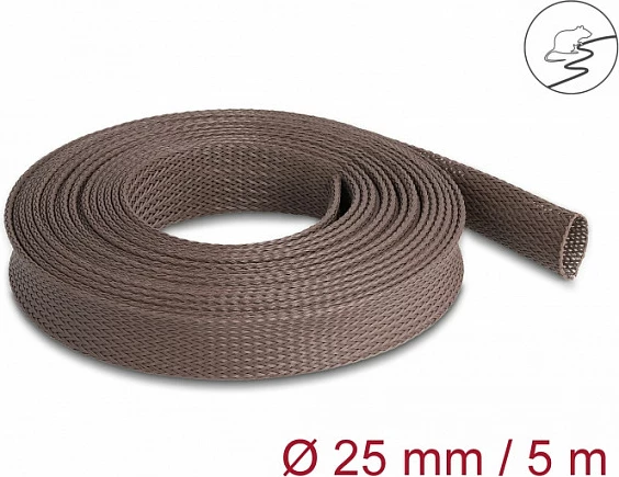 Mëngë e thurur për kabllo DeLOCK, 5 m, Ø25 mm, rezistente ndaj brejtësve, kafe
