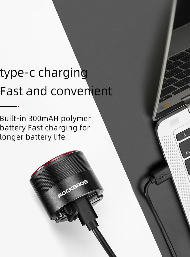 Dritë e pasme biçiklete Rockbros Q3 me sistem të mençur ndalese, e zezë