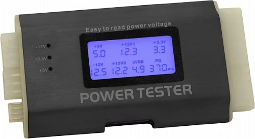 Testues PSU DeLOCK 18159, me ekran, ATX 20/24-pin, EPS 8-pin, PCIe 6-pin, Zi/Bardhë