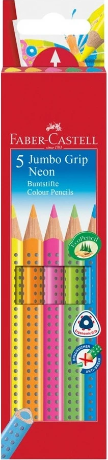 Set lapsa ngjyruese Faber-Castell Jumbo GRIP, 5 copë, neon