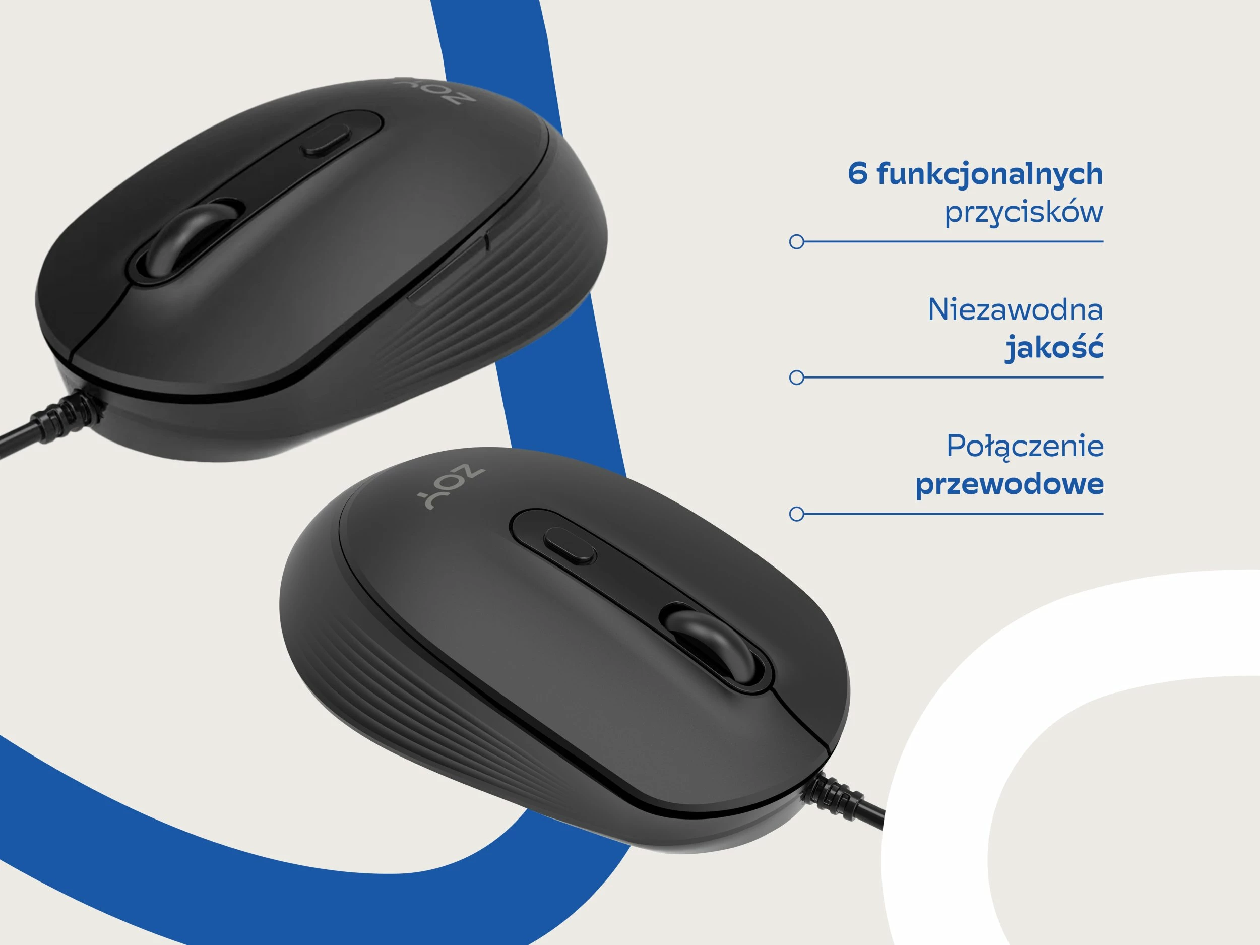 Maus ZOY ZMS08 me kabllo USB, 6 butona, DPI e rregullueshme, e zezë