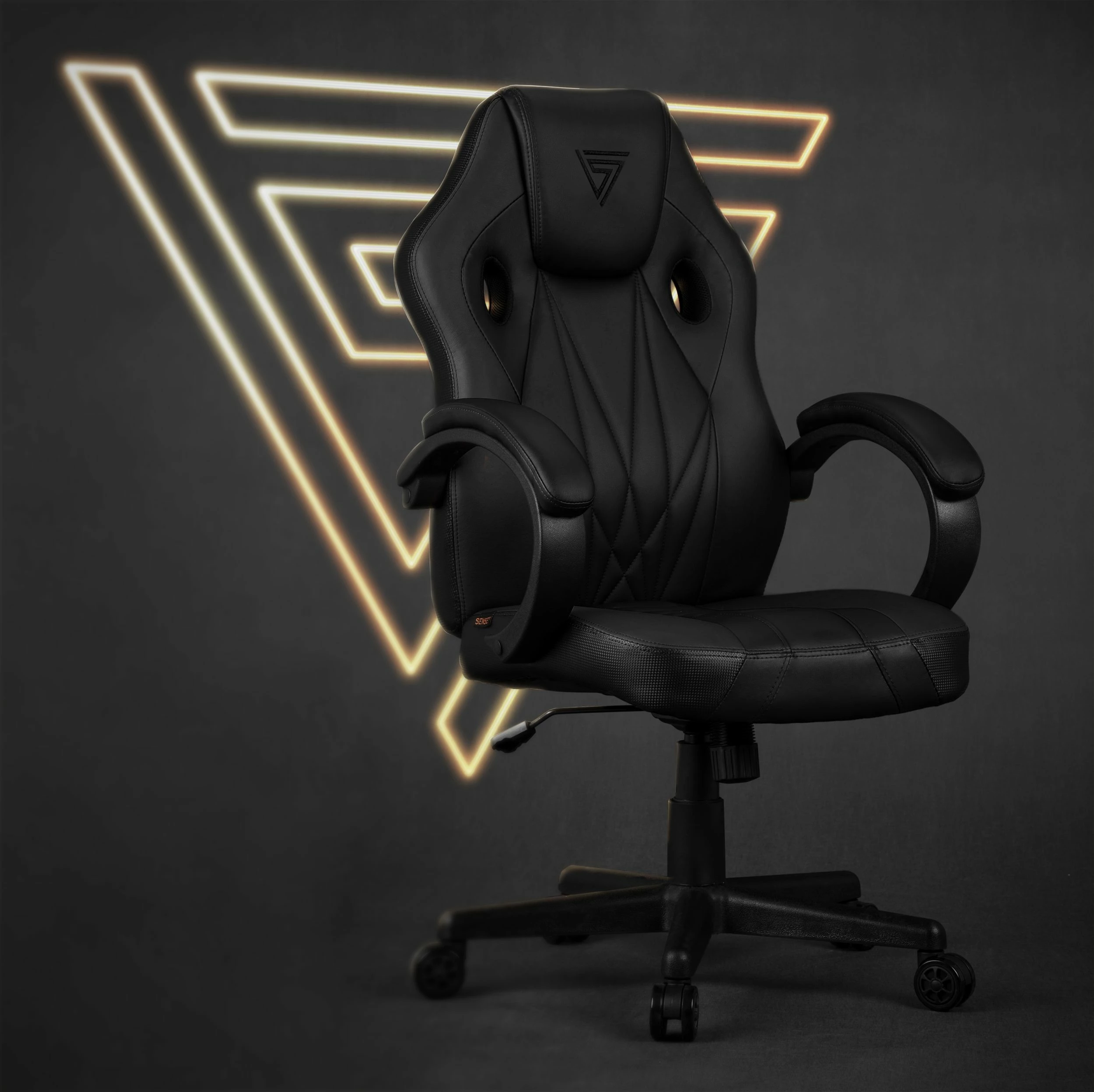 Fotelë gaming SENSE7 Prism, ekolëkurë HDE, lëkundëse FlowTech Swing, ngritje me gas lift, 120 kg, e zezë