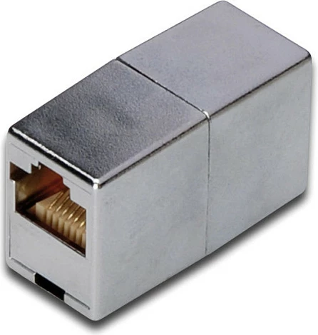 Bashkues RJ45 Digitus Cat5e, RJ45-RJ45, i mbrojtur, metalik, argjendtë