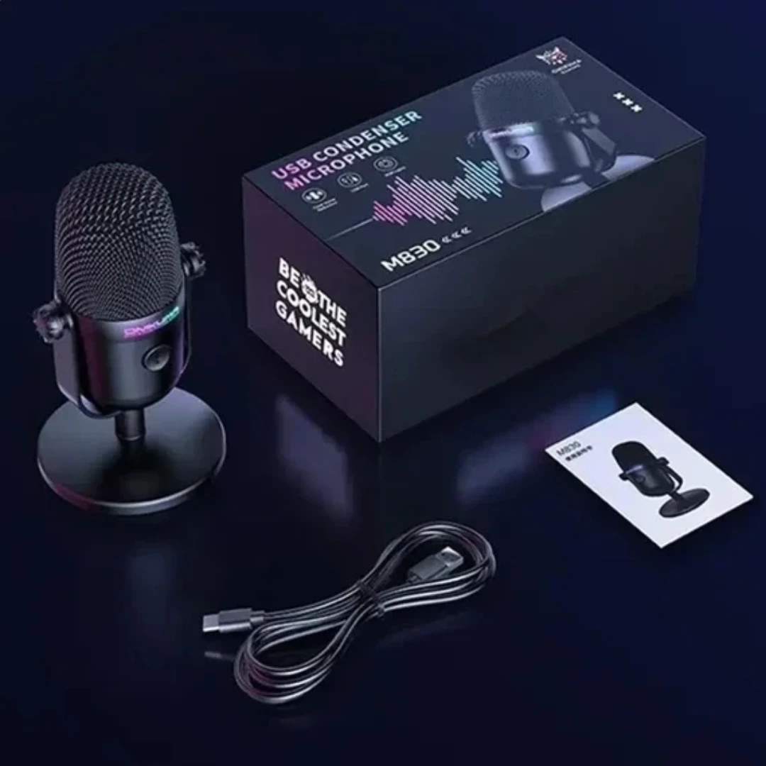 Mikrofon Kondensator USB Onikuma M830 (Set i Kompletuar), me tingull të qartë dhe përdorim komod, për muzikë, thirrje dhe argëtim, ngjyrë e zezë