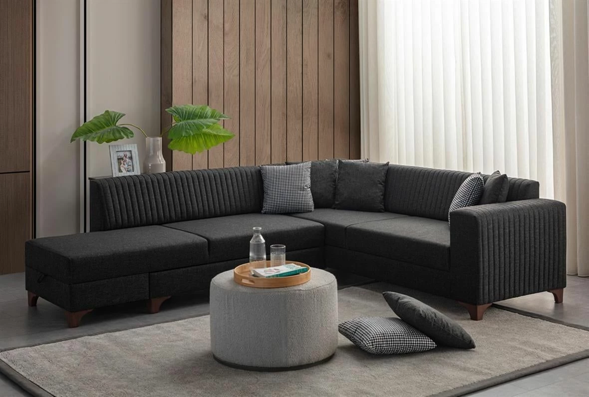 Kënd-sofë shtrat Atelier del Sofa, West majtas, ngjyrë antracit