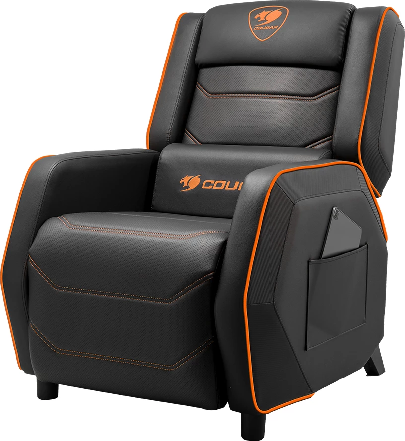 Sofë gaming COUGAR Ranger S, PVC lëkurë, shtrirje 160°, max 160 kg, zi/portokalli