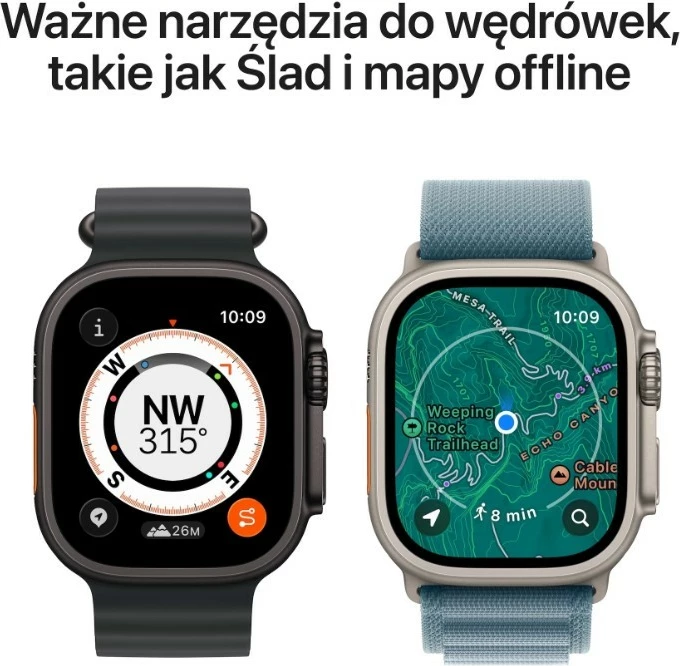Smartwatch, Apple, Watch Ultra 3 MF1T4QP/A GPS + Cellular 49 mm titani, ekran OLED Retina, memorie 64 GB, e zezë, set me rrip Milanese titan L