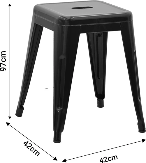 Karrige për bar Utopia metalike, ngjyrë e zezë mat, 30x30x45cm