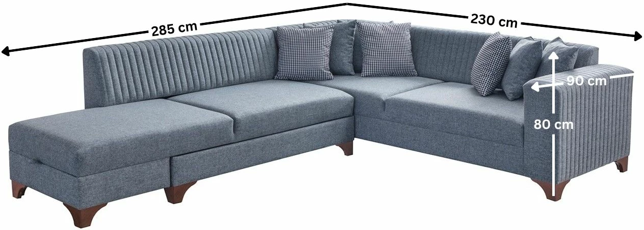 Kënd-sofë krevate, Atelier del Sofa, West Left, ngjyrë gri