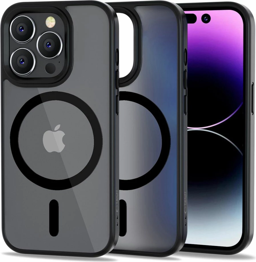 Mbështjellës Tech-Protect MagMat për iPhone 14 Pro, MagSafe, gjysmë-transparent, i zi