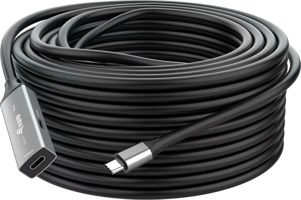 Kabllo zgjatëse aktive USB-C në USB-C Equip 133356, 5 m, 5Gbps, USB 3.2 Gen 1, e zezë